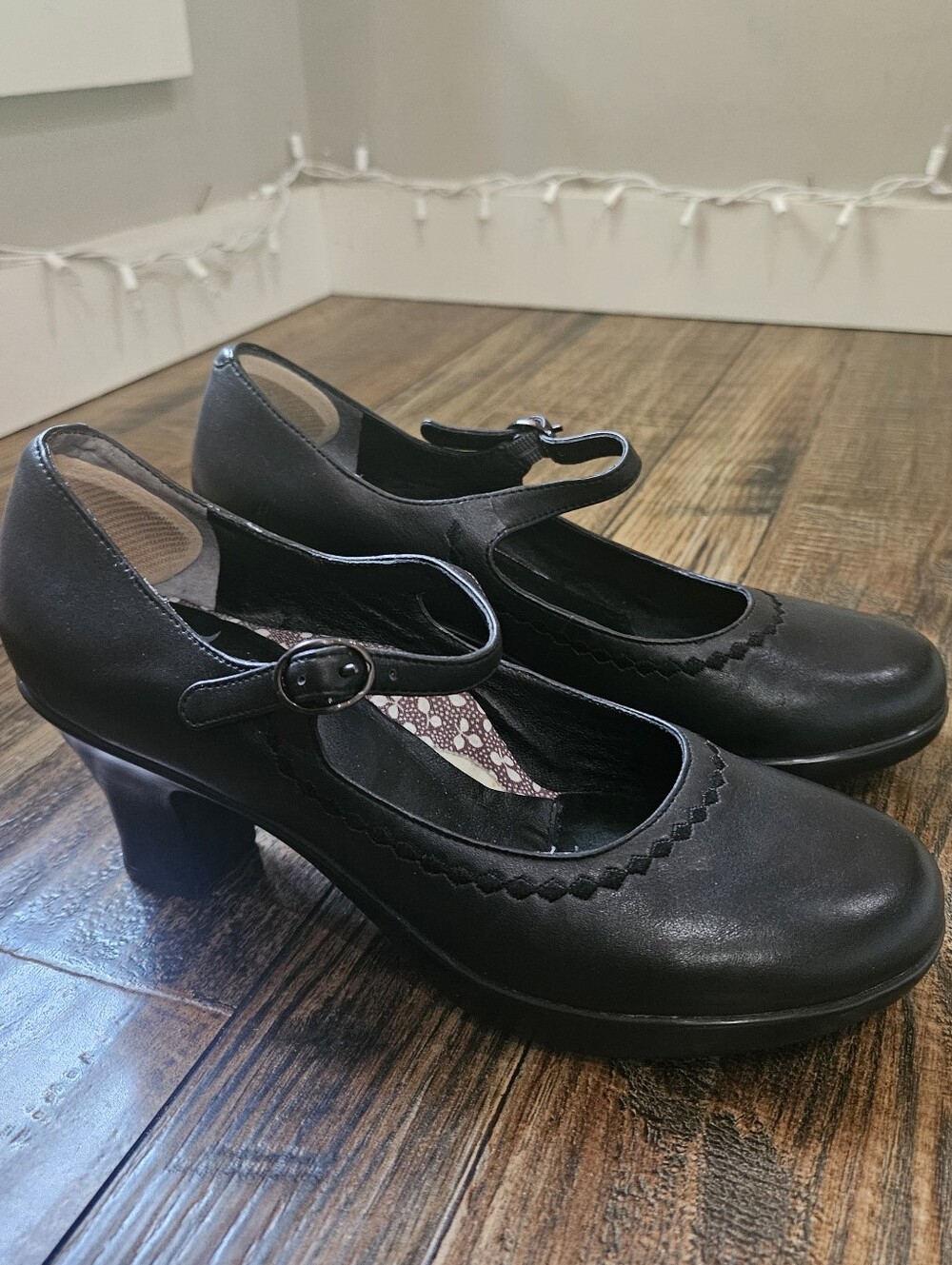 Classic Black Mary Jane Heels with Buckle Strap